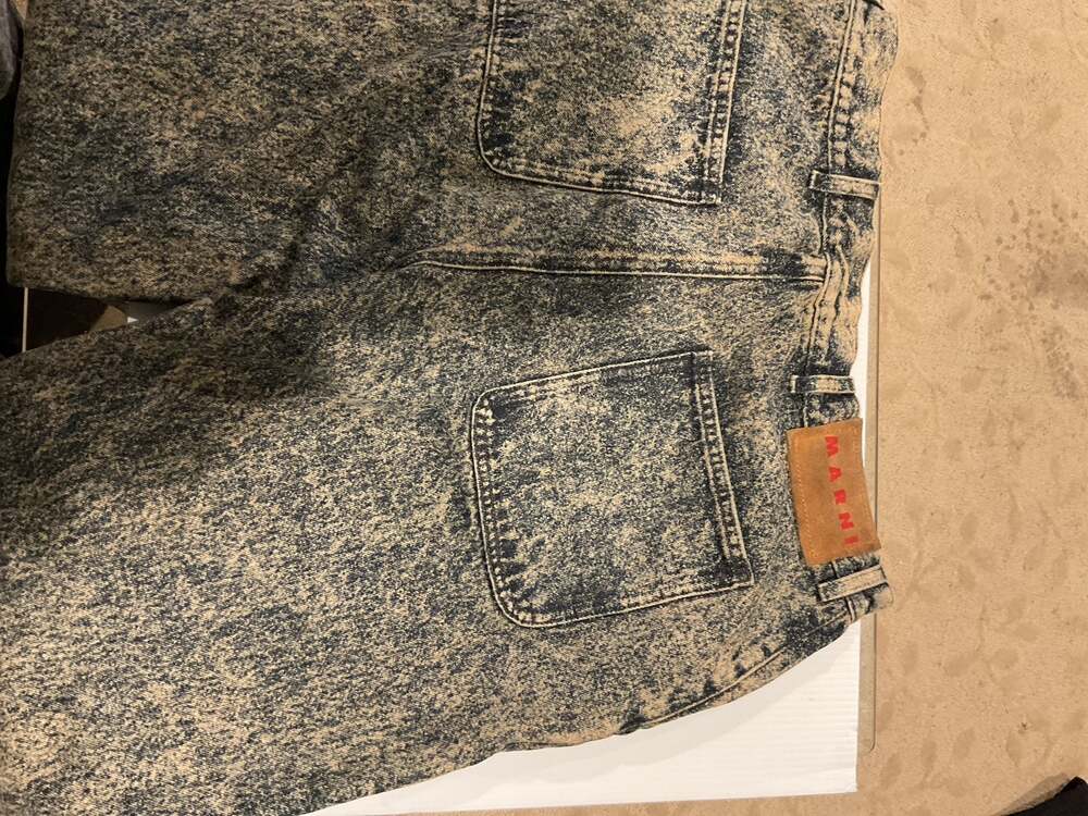 Size 34 Marni Marble Dyed Acid Wash Cotton Denim Trousers - Picture 2 of 2